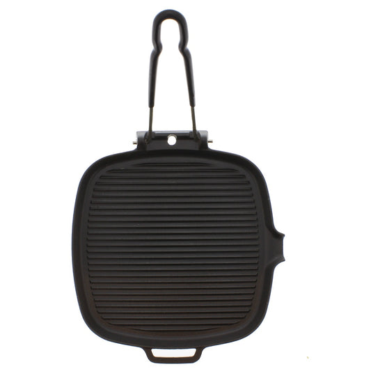 Square French Cast Iron Grill With Folding Handle (CI_32722), 9-Inch