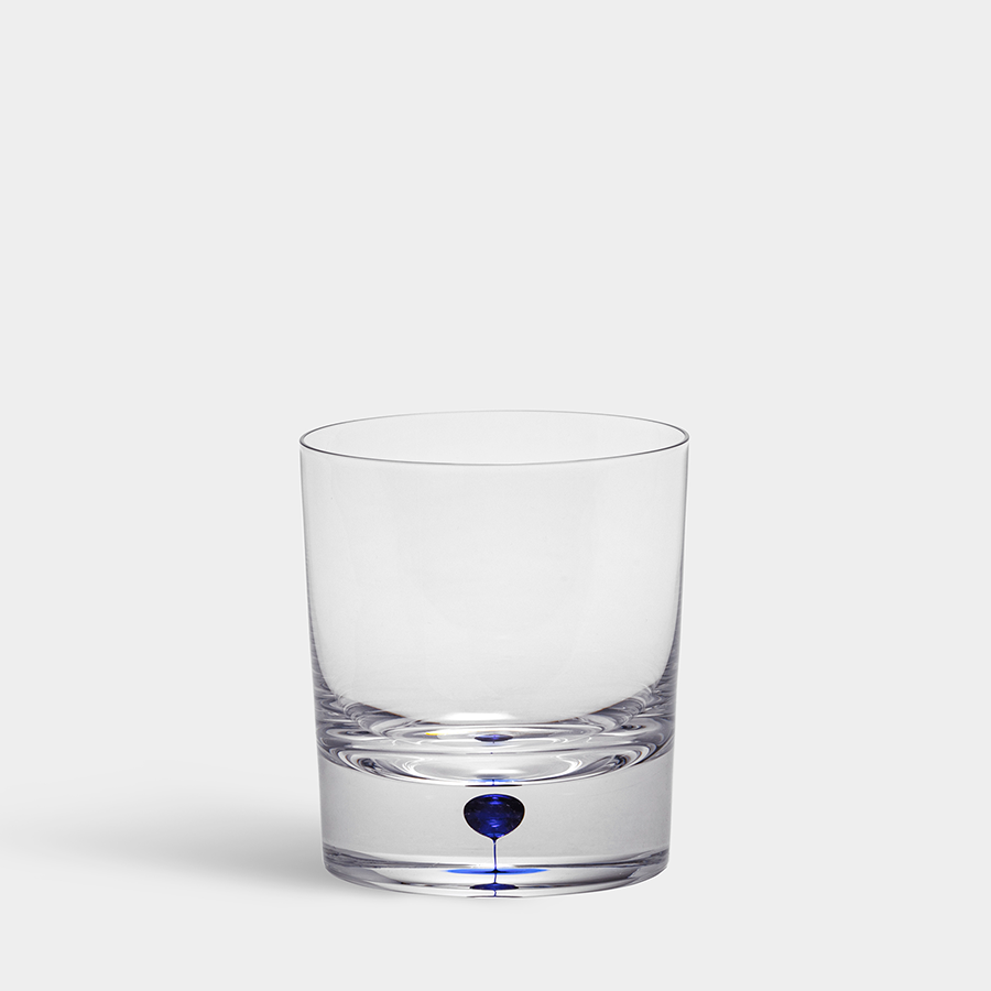  Orrefors Intermezzo Blue Old Fashion/Whiskey Glass - Clear/ Blue Teardrop - Bonton