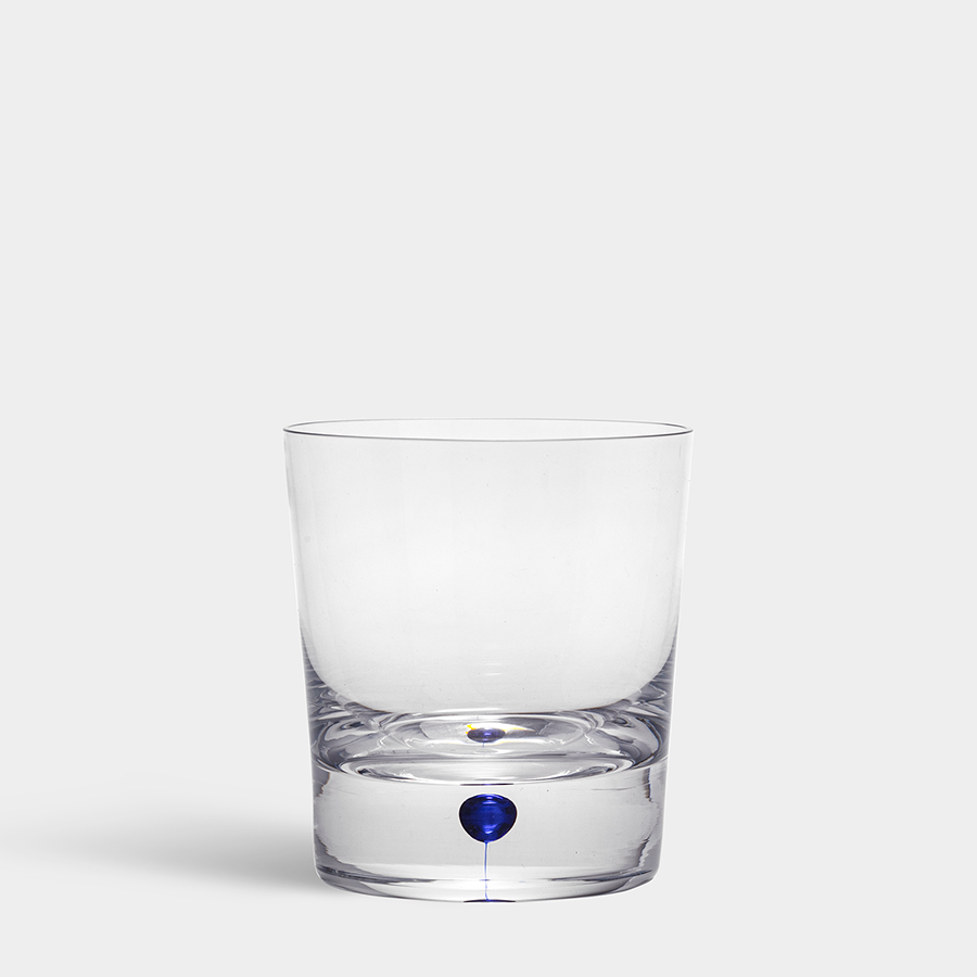  Orrefors Intermezzo Blue Double Old Fashion - Clear/ Blue Teardrop - Bonton