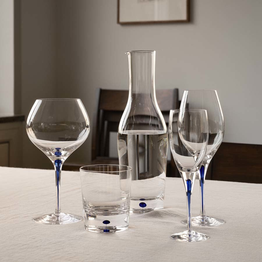  Orrefors Intermezzo Blue Double Old Fashion - Clear/ Blue Teardrop - Bonton