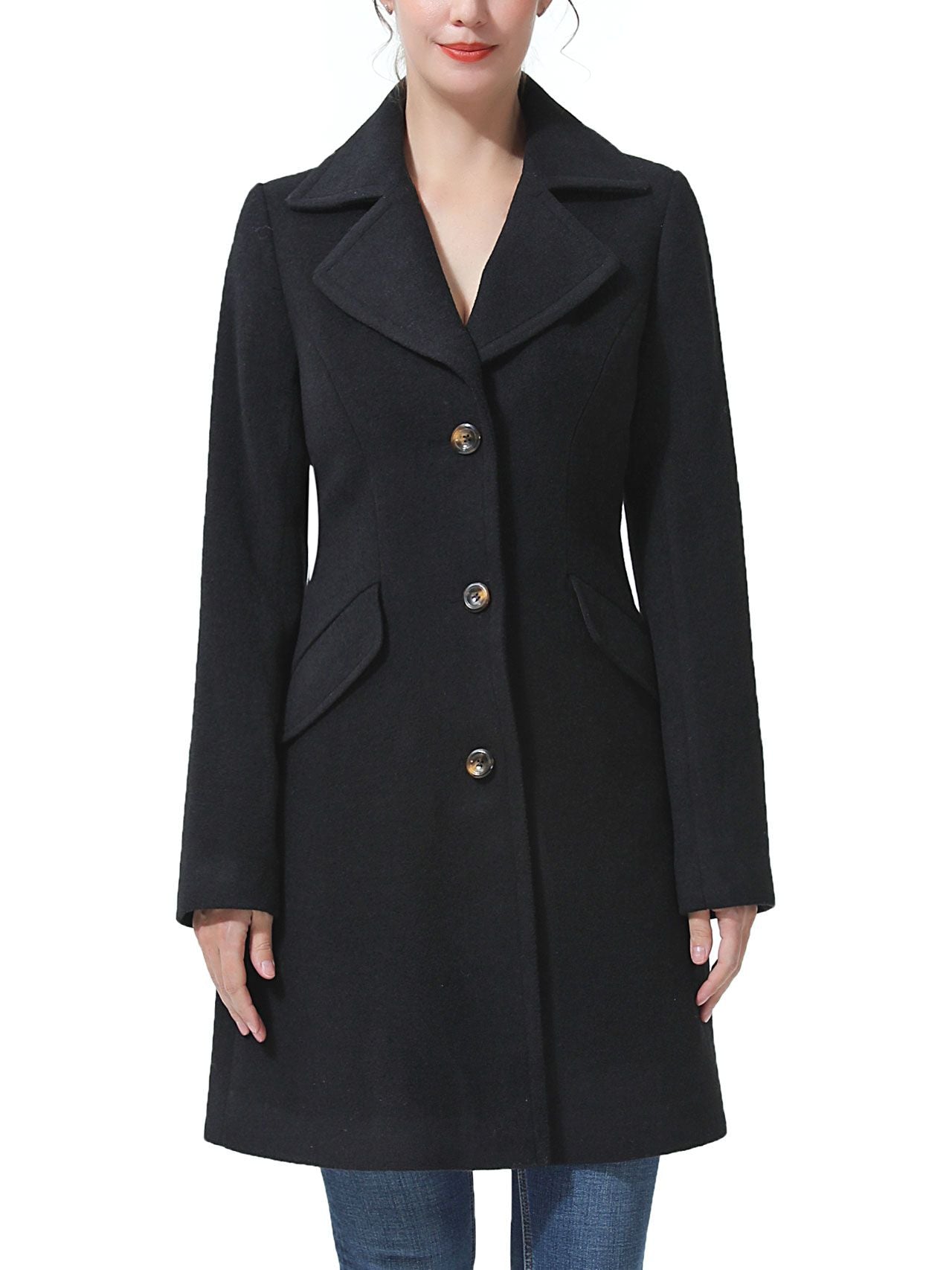  BGSD Women's Ada Mid-Length Wool Walking Coat - Black - Bonton