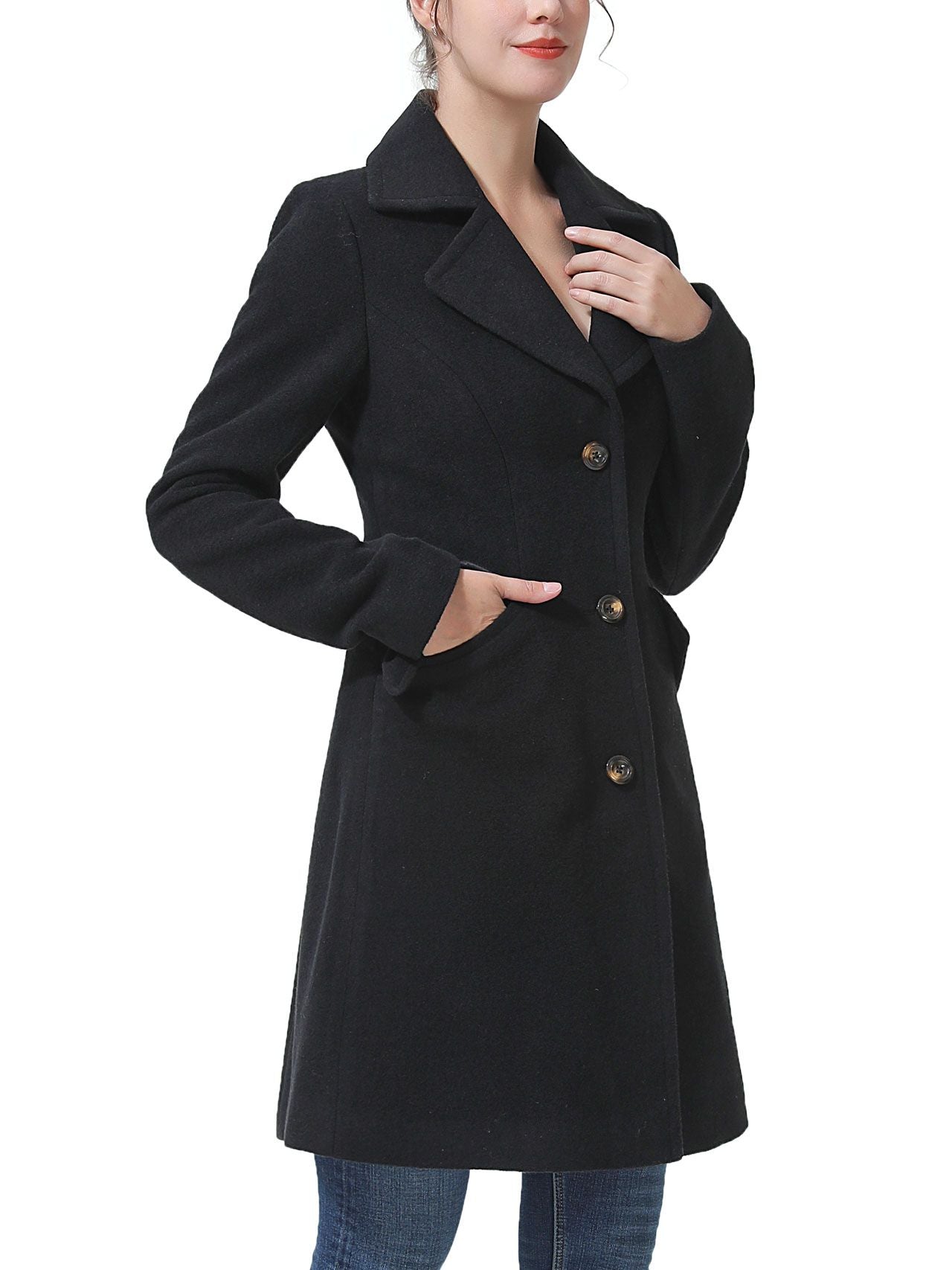  BGSD Women's Ada Mid-Length Wool Walking Coat - Black - Bonton