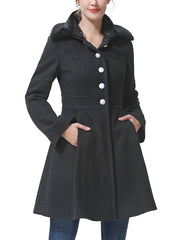 Women's Zoe Fit & Flare Hooded Wool Coat