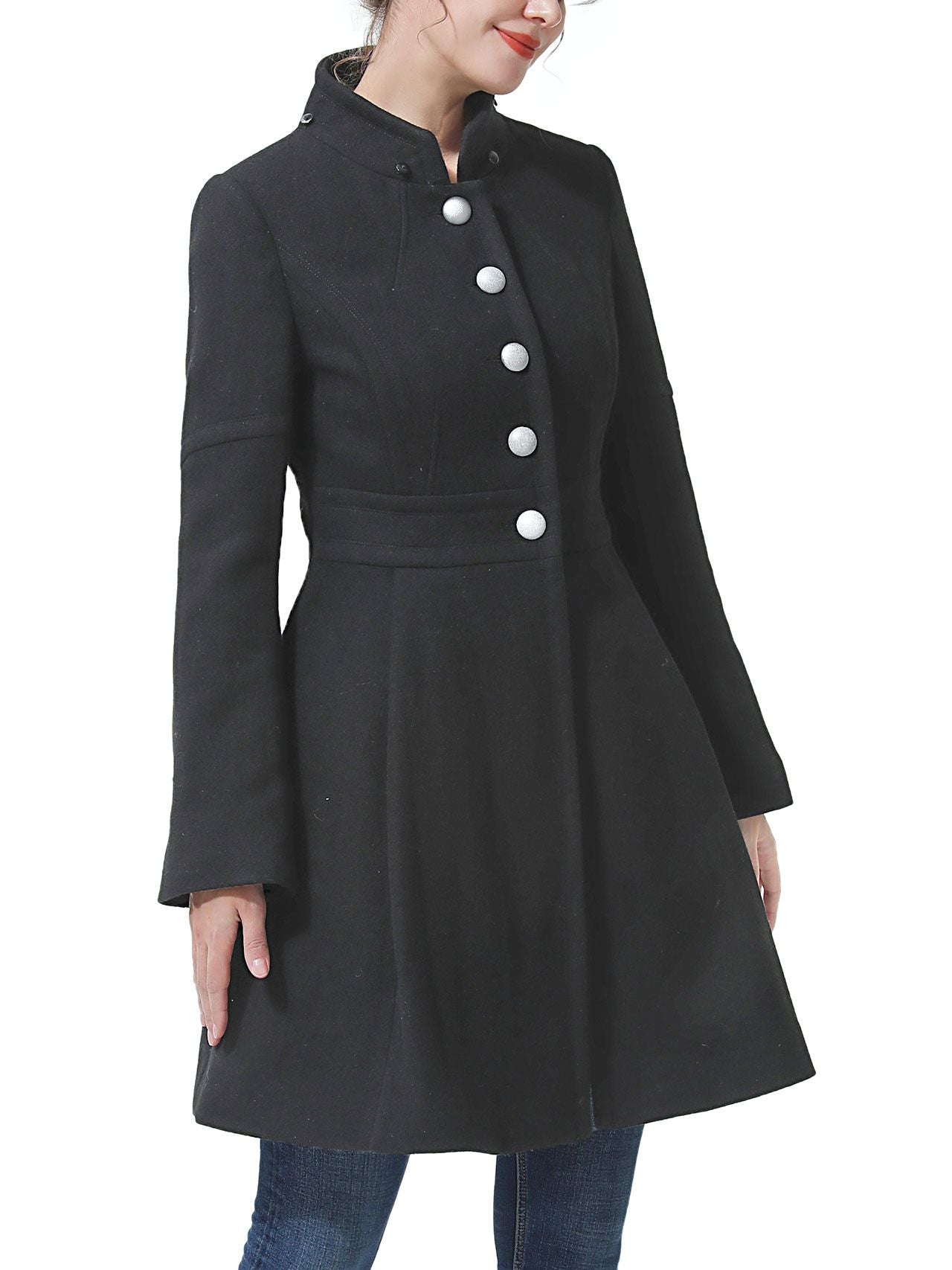  BGSD Women's Zoe Fit & Flare Hooded Wool Coat - Black - Bonton