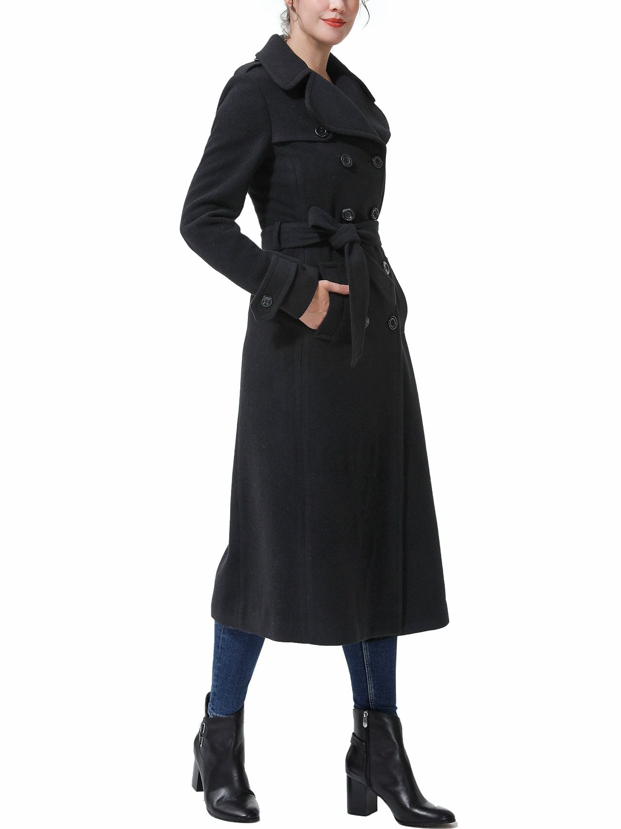  BGSD Women's Dee Full Length Long Wool Trench Coat - Black - Bonton