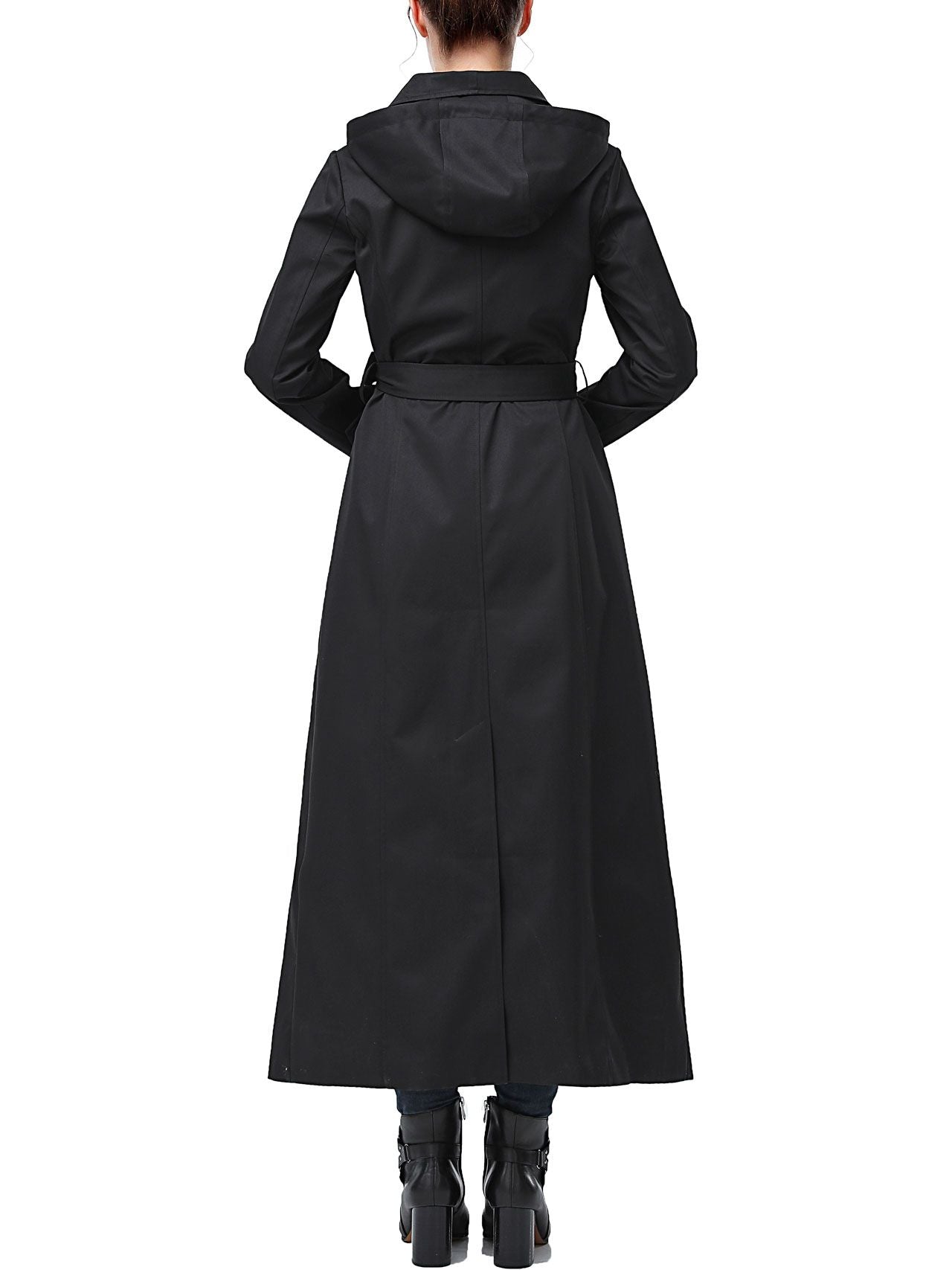  BGSD Women's Jessica Water-Resistant Hooded Long Trench Coat - Black - Bonton