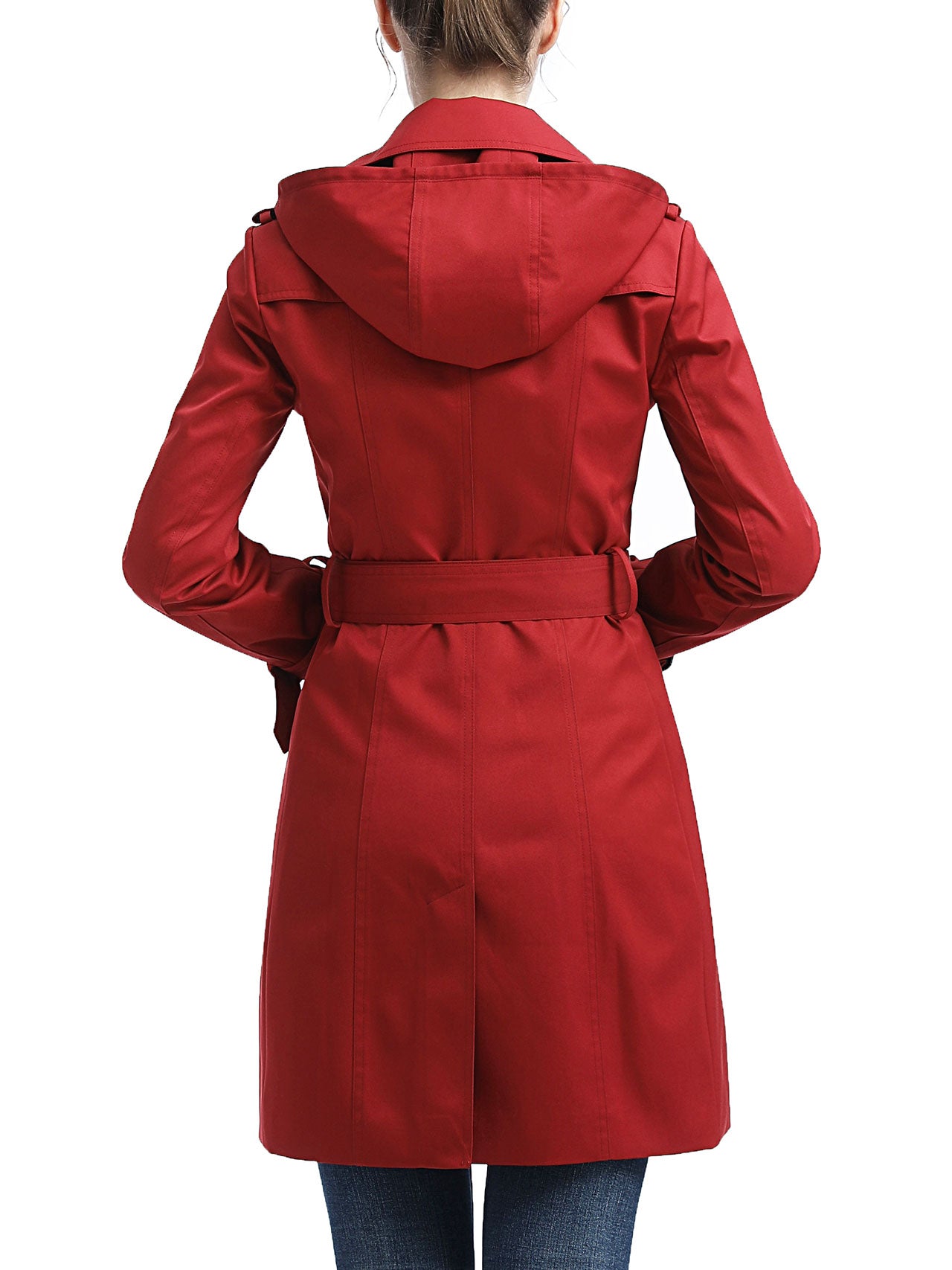  BGSD Women's Alexa Water-Resistant Classic Hooded Trench Coat - Red - Bonton