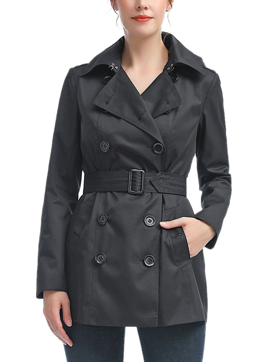 Women's Evelyn Water-Resistant Classic Hooded Short Trench Coat