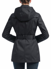 Women's Evelyn Water-Resistant Classic Hooded Short Trench Coat