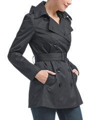 Women's Evelyn Water-Resistant Classic Hooded Short Trench Coat