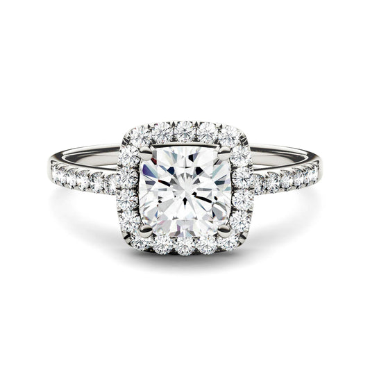 Charles & Colvard 1.40cttw Moissanite Cushion Halo Engagement Ring