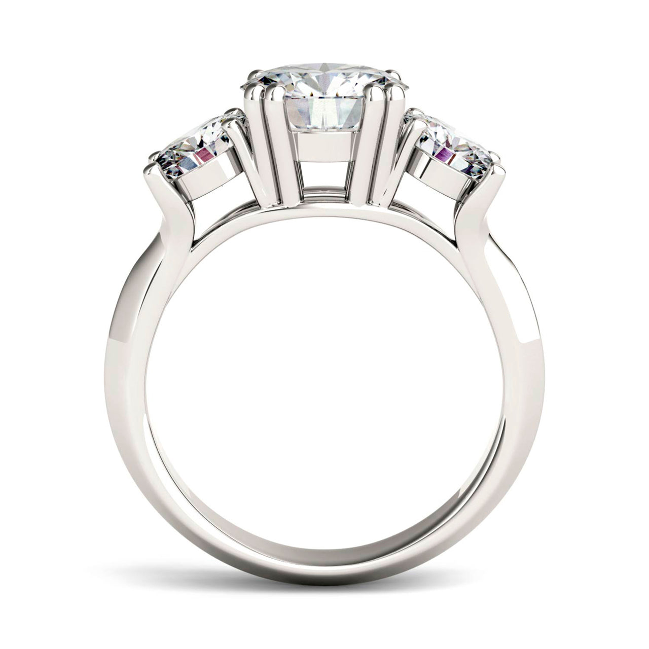  Charles & Colvard Charles & Colvard 3.10cttw Moissanite Three Stone Ring - White Gold - Bonton