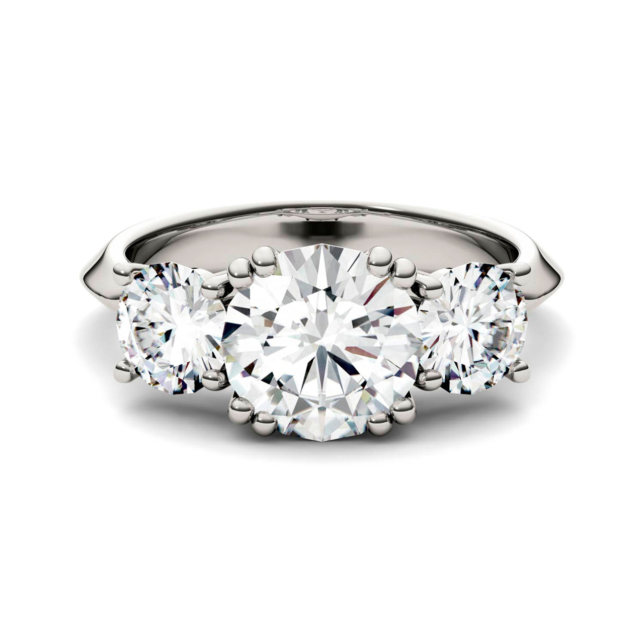  Charles & Colvard Charles & Colvard 3.10cttw Moissanite Three Stone Ring - White Gold - Bonton