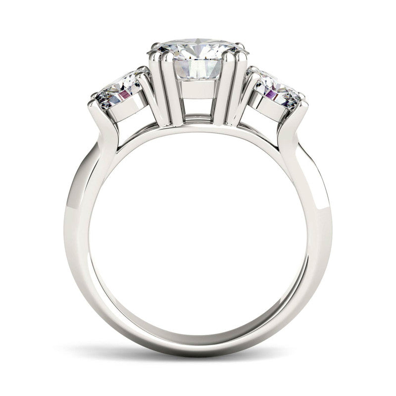  Charles & Colvard Charles & Colvard 3.10cttw Moissanite Three Stone Ring - White Gold - Bonton