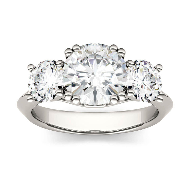  Charles & Colvard Charles & Colvard 3.10cttw Moissanite Three Stone Ring - White Gold - Bonton