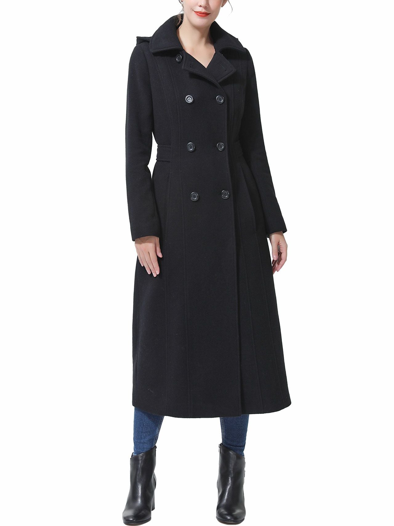  BGSD Women's Lea Hooded Full Length Long Wool Coat - Black - Bonton