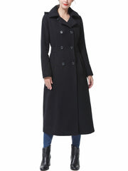 Women's Lea Hooded Full Length Long Wool Coat