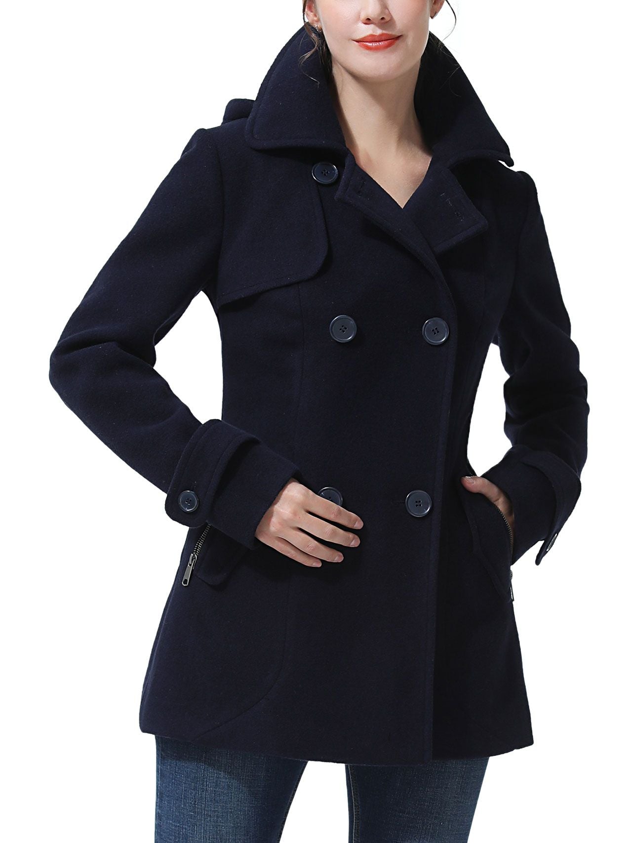  BGSD Women's Luz Hooded Wool Peacoat - Navy - Bonton