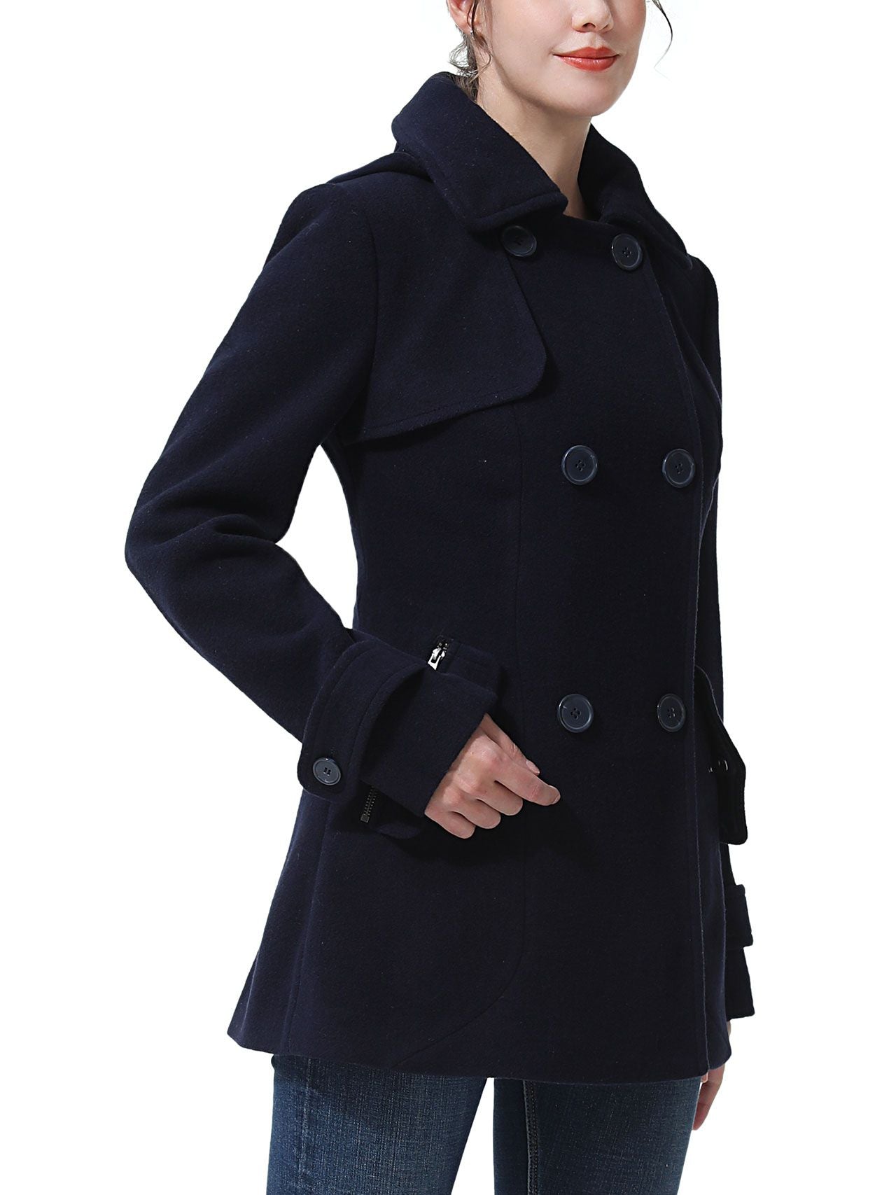  BGSD Women's Luz Hooded Wool Peacoat - Navy - Bonton