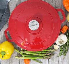 French Enameled Cast Iron Braiser With Lid, 1.8-Quart, Red