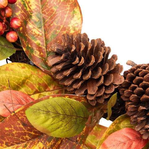 Leaves and Berries Twig Artificial Thanksgiving Wreath - 26-Inch  Unlit