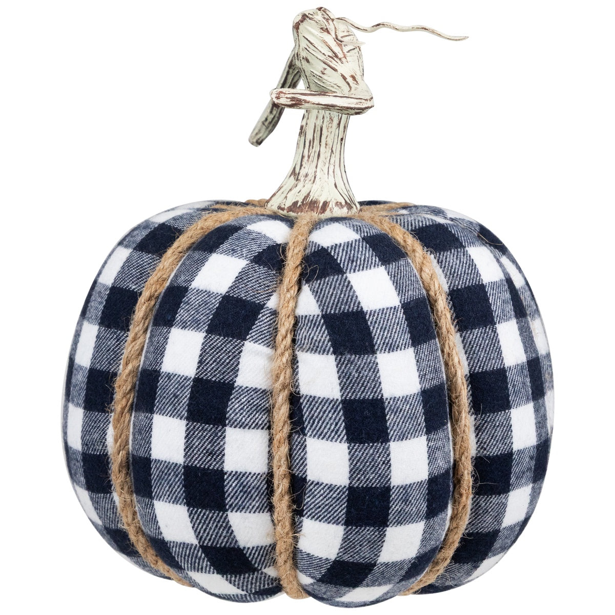  Northlight Plaid Fall Harvest Pumpkin With Weathered Stem - 7.75