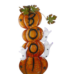 33" Orange and Black Stacked Pumpkins Outdoor Halloween Decoration