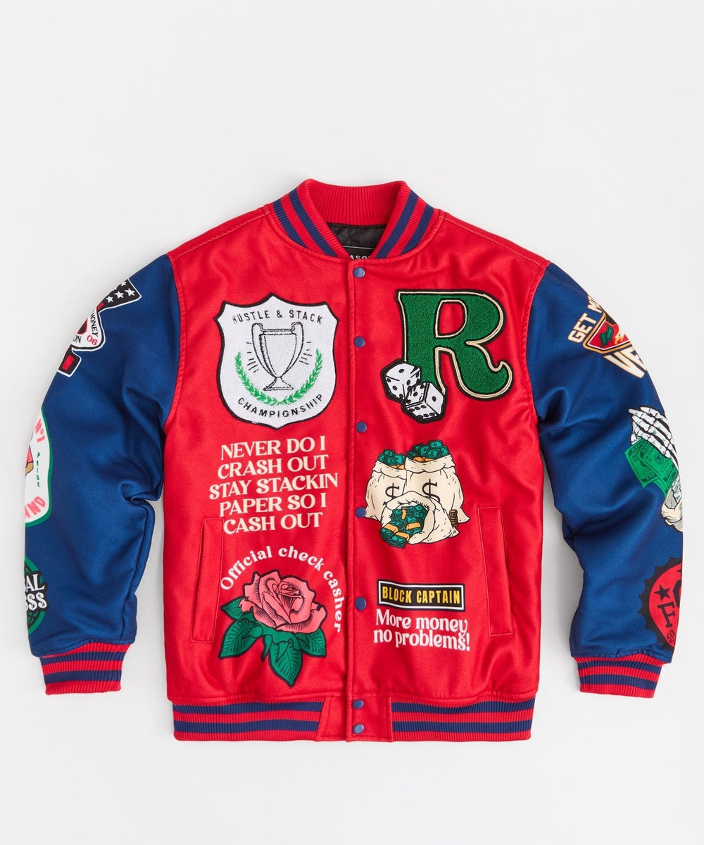 Reason Clothing Captain Varsity Jacket - Red - RED - Bonton