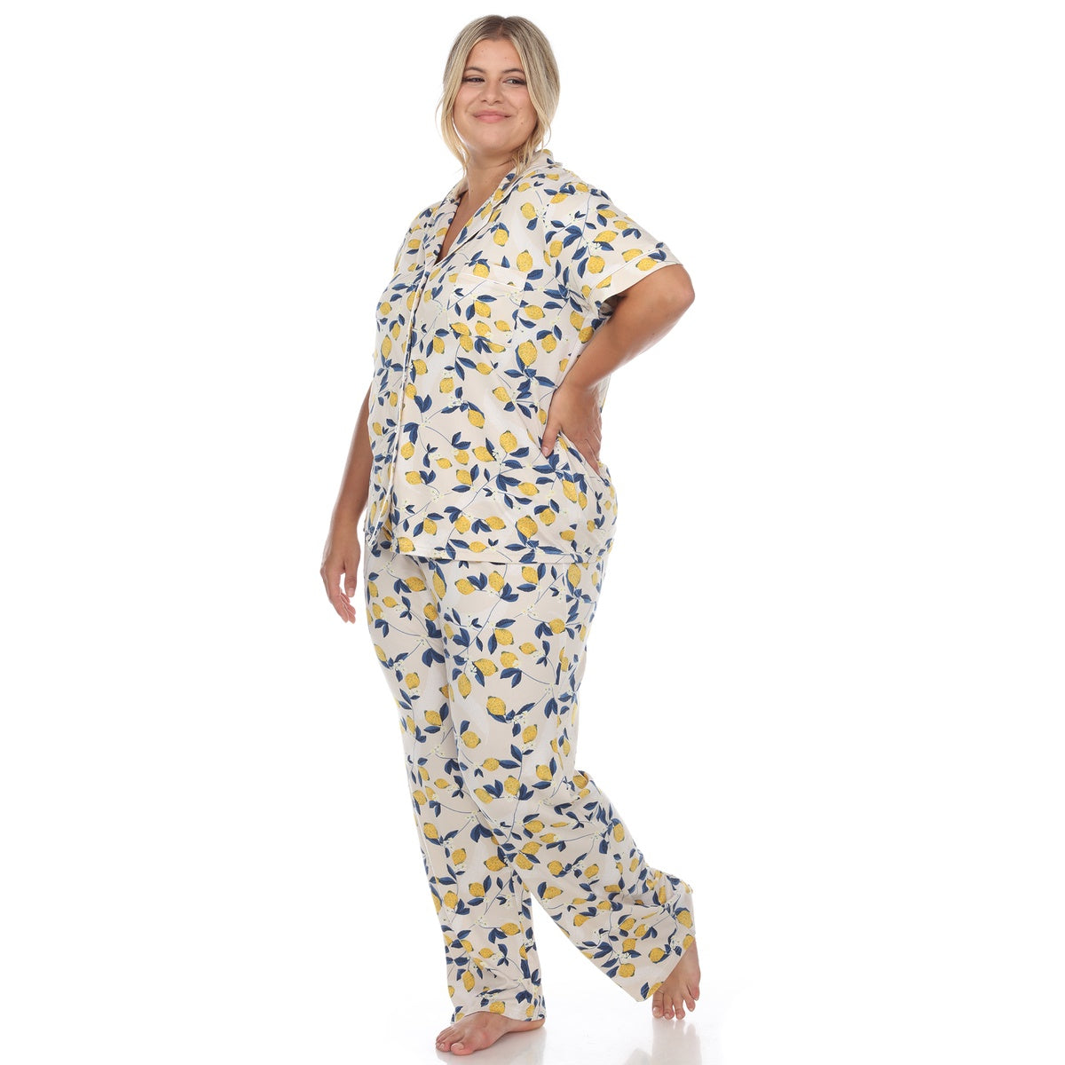  White Mark Plus Size Tropical Print Pajama Set - 1X - Bonton