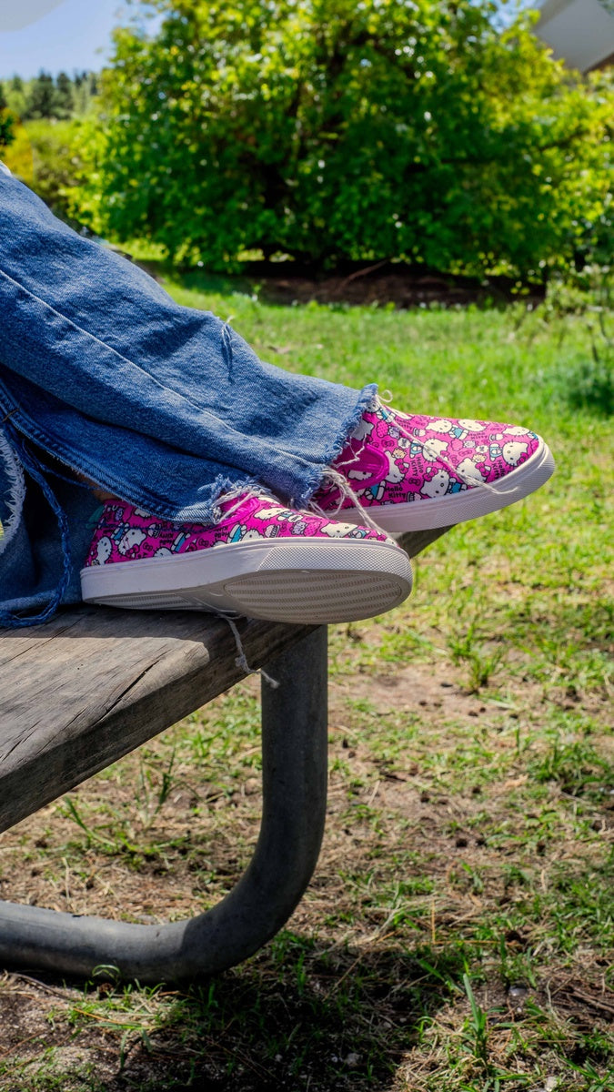  Josmo Sanrio Hello Kitty Girls Low Top Sneakers - Casual Fashion Laceless Slip on Canvas Shoes - 2 - Bonton
