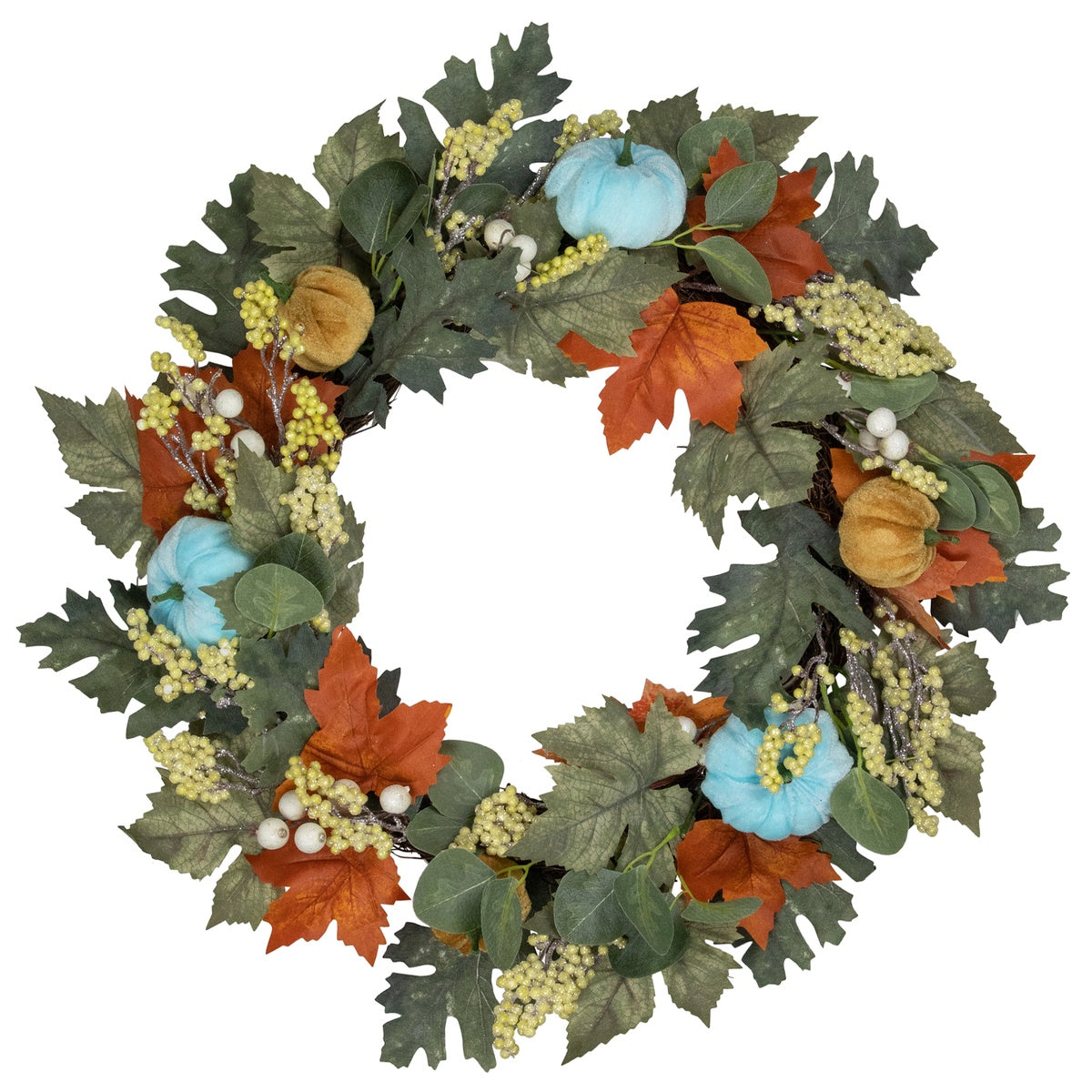  Northlight Foliage and Gourds Thanksgiving Artificial Wreath - 22