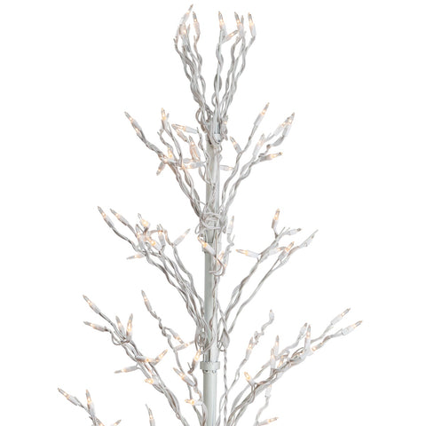 Lighted Cascade Twig Outdoor Christmas Tree - 6' - White - Clear Lights