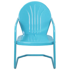 34" Outdoor Retro Metal Tulip Armchair  Sky Blue