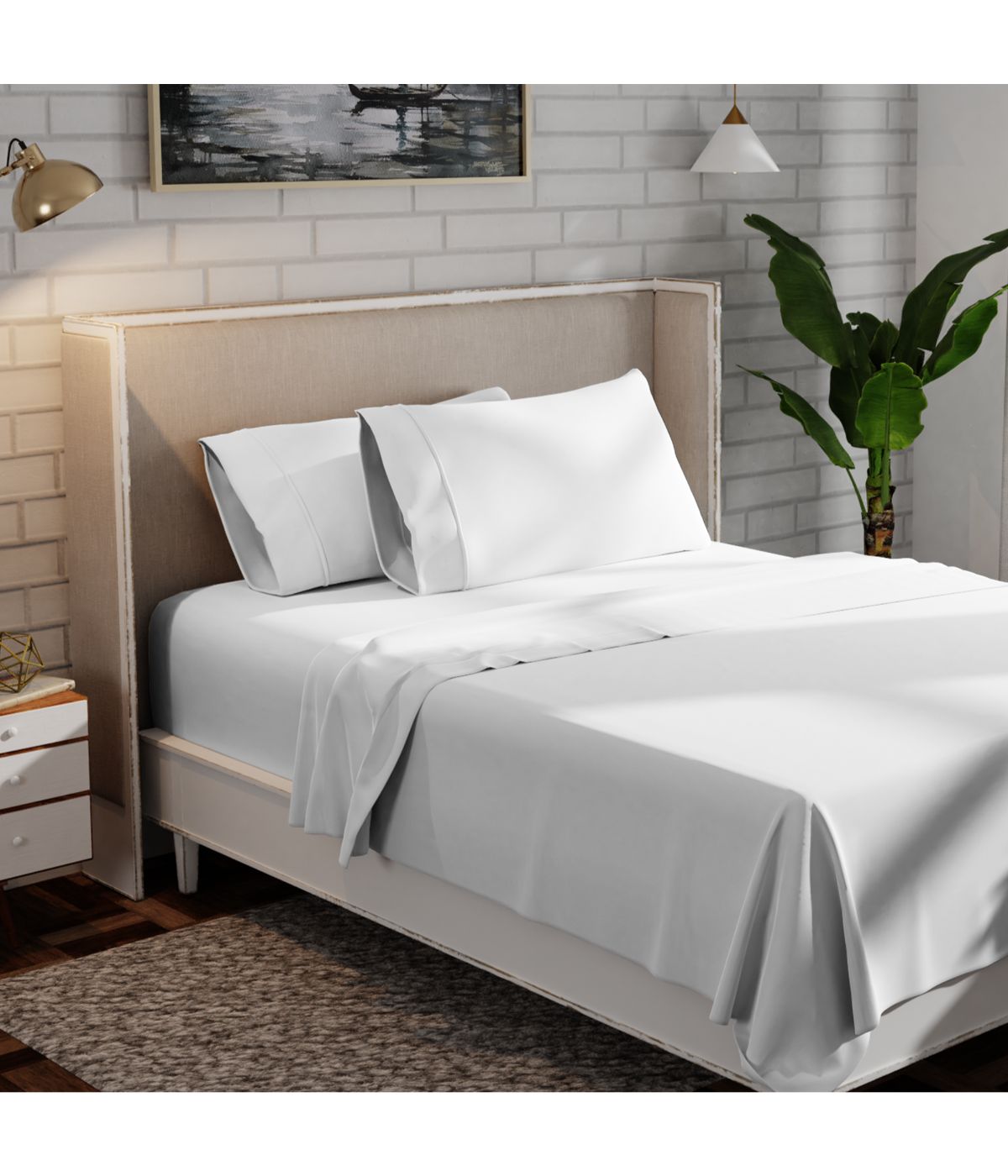  Purity Home Organic Cotton 300 Thread Count Percale Sheet Set White - White - Bonton