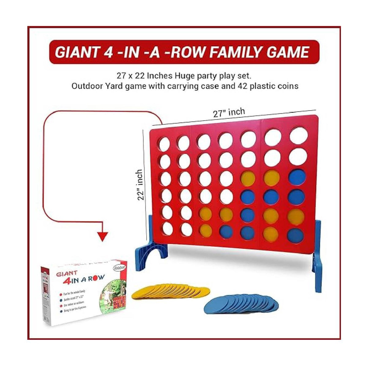  Bolaball Bolaball Giant 4 in a Row Connect Game - Indoor/Outdoor Yard Game for Kids & Adults - Default Title - Bonton