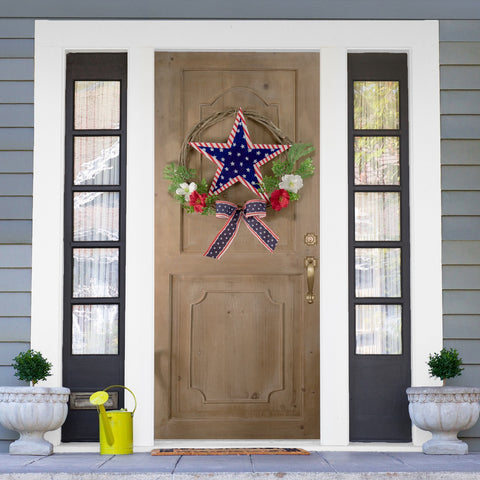 Americana Star Floral Twig Wreath - 24"