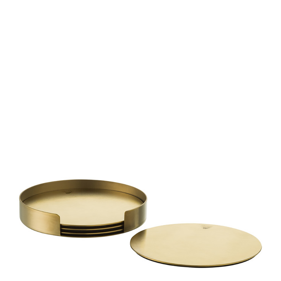  Orrefors Peak Non Slip Coasters Set of 4 - Gold - Bonton