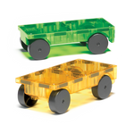 MAGNA-TILES Cars – Green & Yellow 2-Piece Magnetic Construction Set, The ORIGINAL Magnetic Building Brand