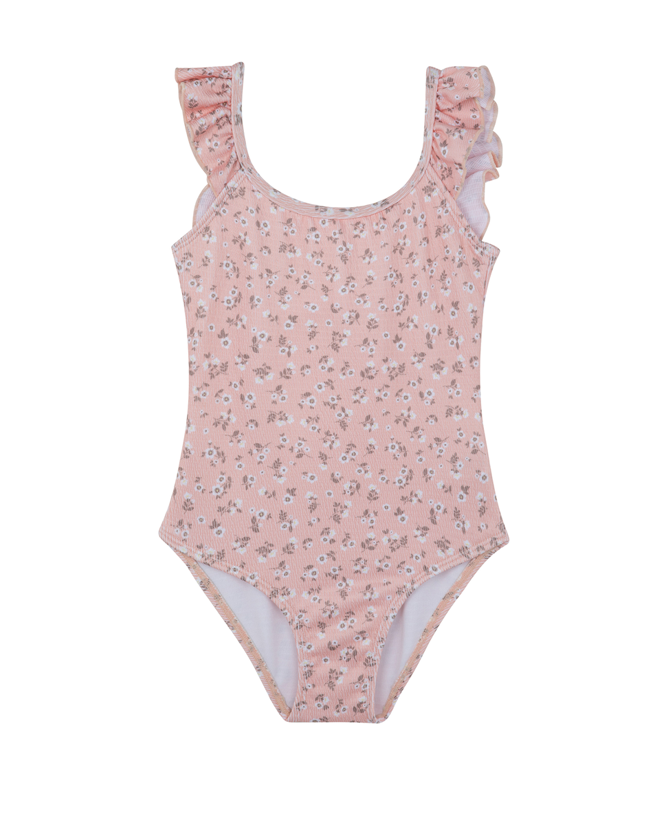  Gottex Kids Ditsy Dream Textured Square Neck Ruffle One Piece - Orange - Bonton