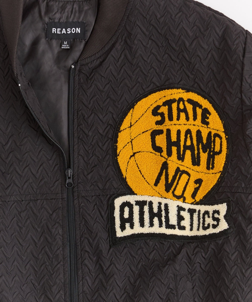  Reason Clothing Coaches State Champ Chenille Patched Jacket - Black - BLACK - Bonton