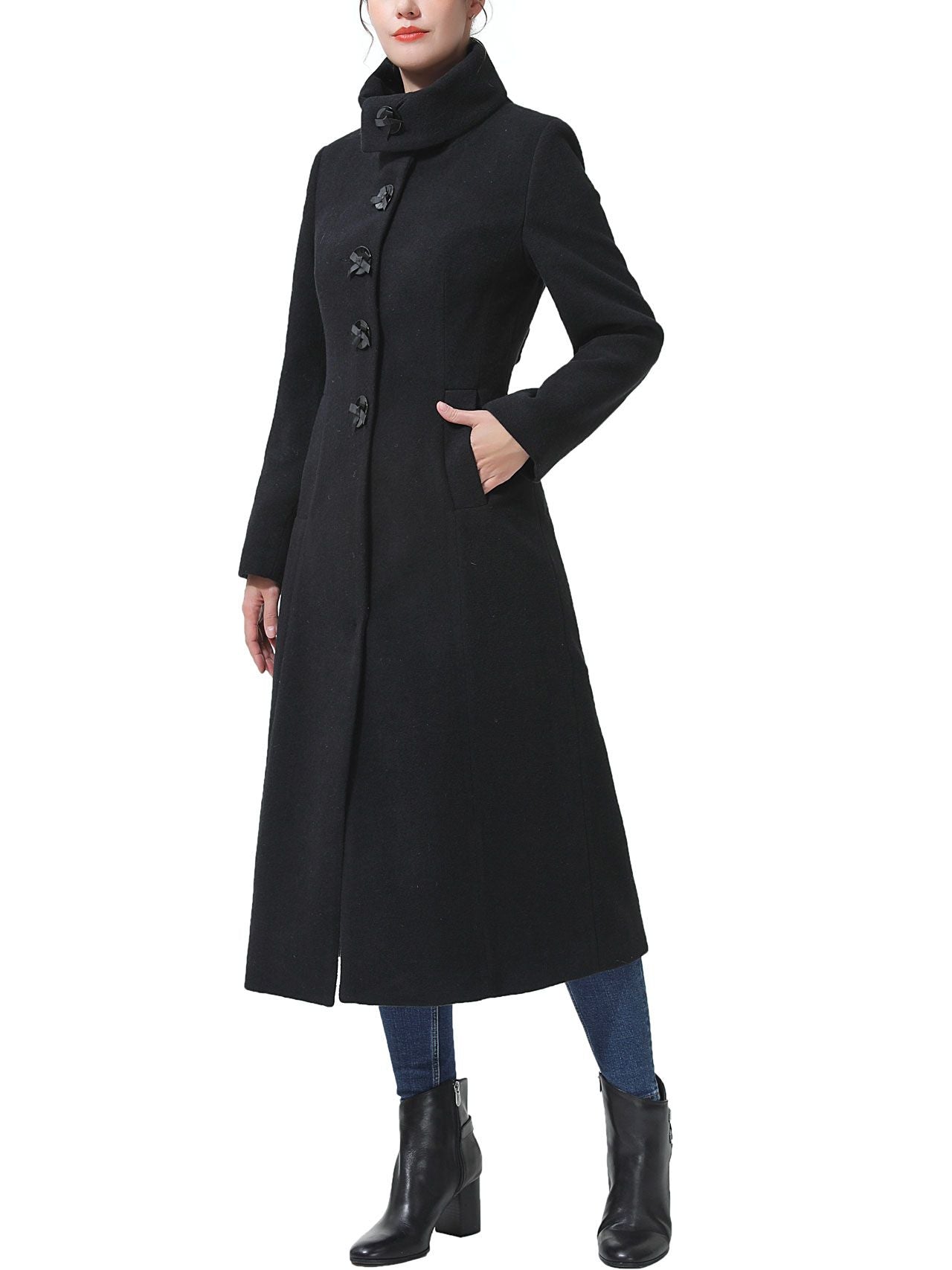  BGSD Women's Mia Full Length Long Wool Coat - Black - Bonton