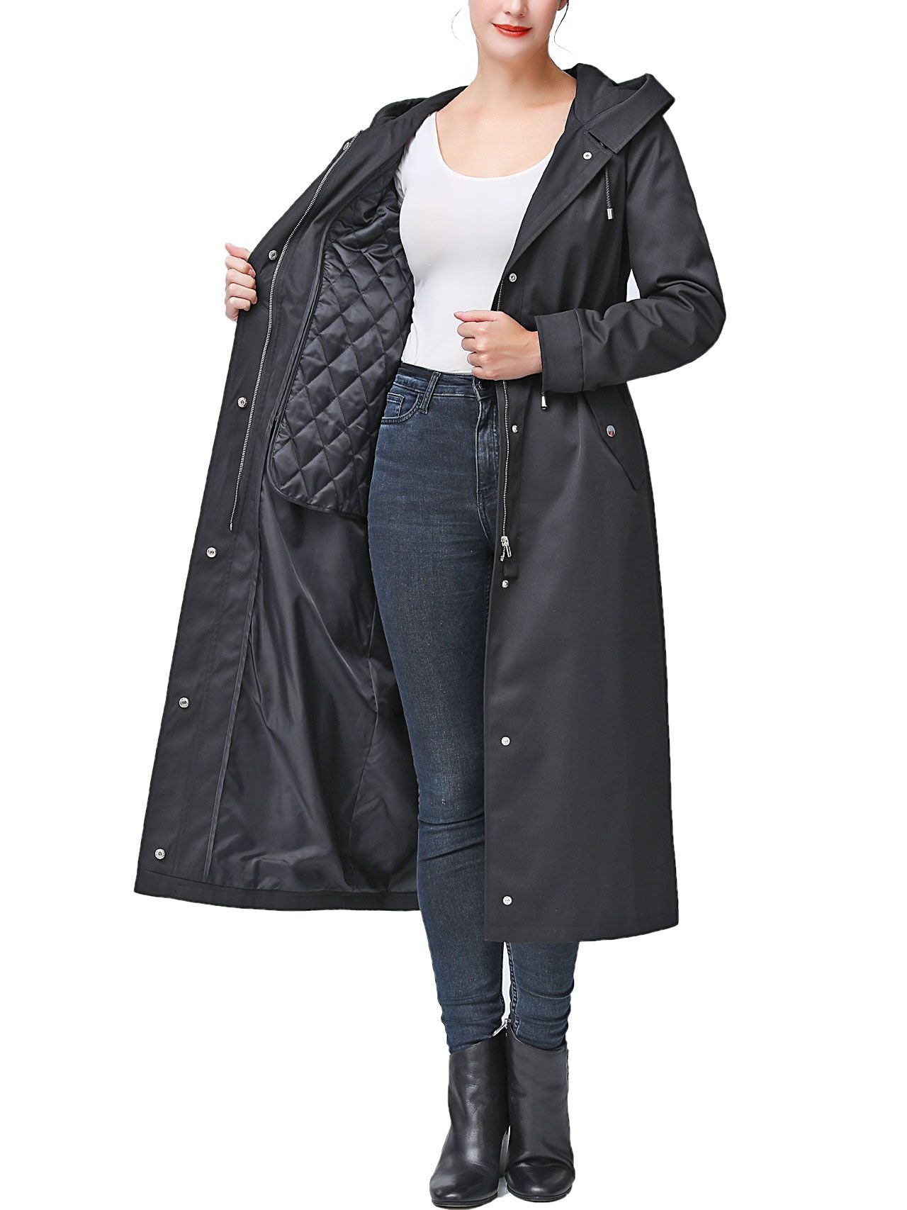  BGSD Women's Laney Water-Resistant Hooded Zip-Out Lined Long Parka - Black - Bonton