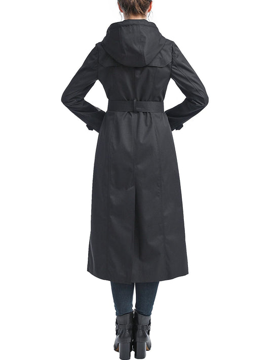 Women's Paula Water-Resistant Hooded Long Rain Coat