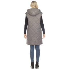 Women's Diamond Quilted Hooded Puffer Vest