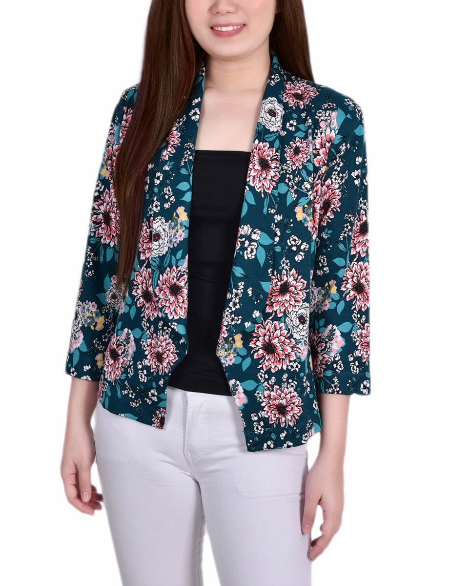  NY Collection Long Sleeve Ponte Jacket - Plum Caspia - Bonton