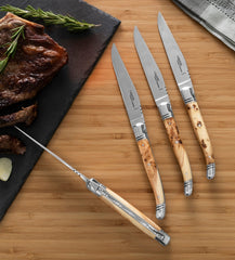 Goyon-Chazeau Set of 4 Laguiole Steak Knives With Juniper Wood Handles