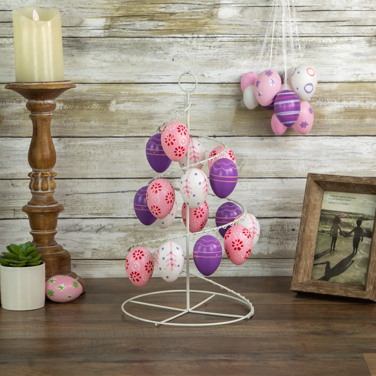  Northlight Floral and Striped Decorative Easter Egg Tree - 14.25