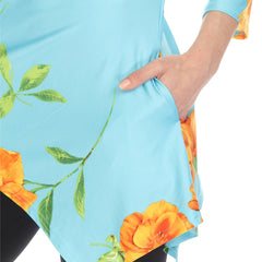 Women's Floral Printed Cold Shoulder Tunic