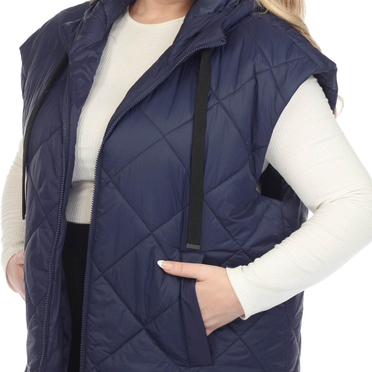  White Mark Plus Size Diamond Quilted Hooded Puffer Vest - 1X - Bonton