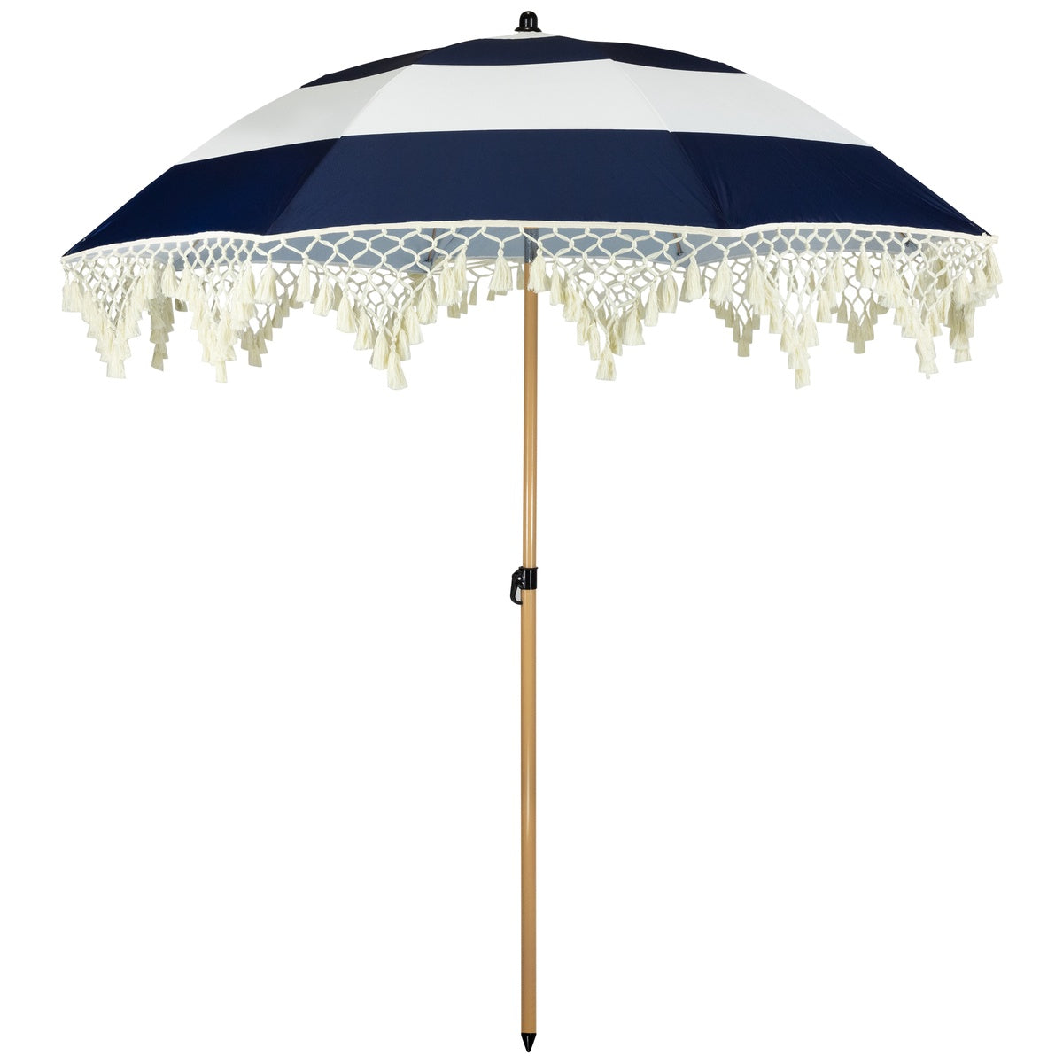  Northlight Striped Outdoor Tilting Beach Market Umbrella - 6.5' - Blue and White - Blue and White - Bonton